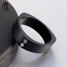 Load image into Gallery viewer, ORSA JEWELS 316 Stainless Steel Rings  2 Pcs Shiny Crystal