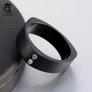 ORSA JEWELS 316 Stainless Steel Rings  2 Pcs Shiny Crystal