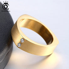 Load image into Gallery viewer, ORSA JEWELS 316 Stainless Steel Rings  2 Pcs Shiny Crystal