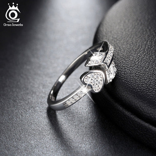 ORSA JEWELS 925 Silver Ring Heart&Arrow Lock