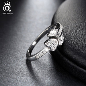 ORSA JEWELS 925 Silver Ring Heart&Arrow Lock