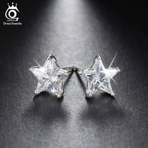 ORSA JEWELS 925 Sterling Silver r Stud Earrings 0.8ct Cubic Zircon Star