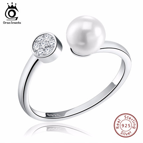 ORSA JEWELS  925 Silver Ring Simulated Pearl