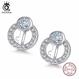 ORSA JEWELS 925 Sterling Silver  Stud Earrings Key Design