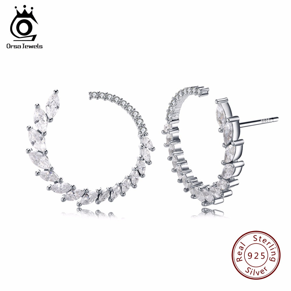 ORSA JEWELS 925  Sterling Silver Stud Earrings Round Shape