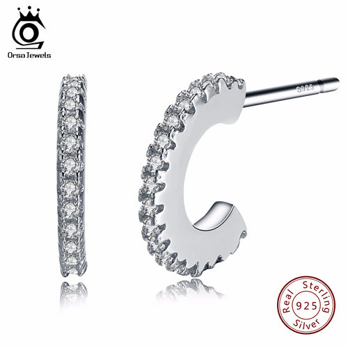 ORSA JEWELS  925 Sterling Silver Stud Earrings 30 Pieces AAA Austrian Cubic Zirconia