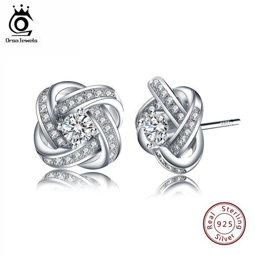 ORSA JEWELS   925  Sterling Silver  Stud Earrings Flower Shape