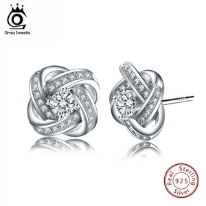 ORSA JEWELS   925  Sterling Silver  Stud Earrings Flower Shape