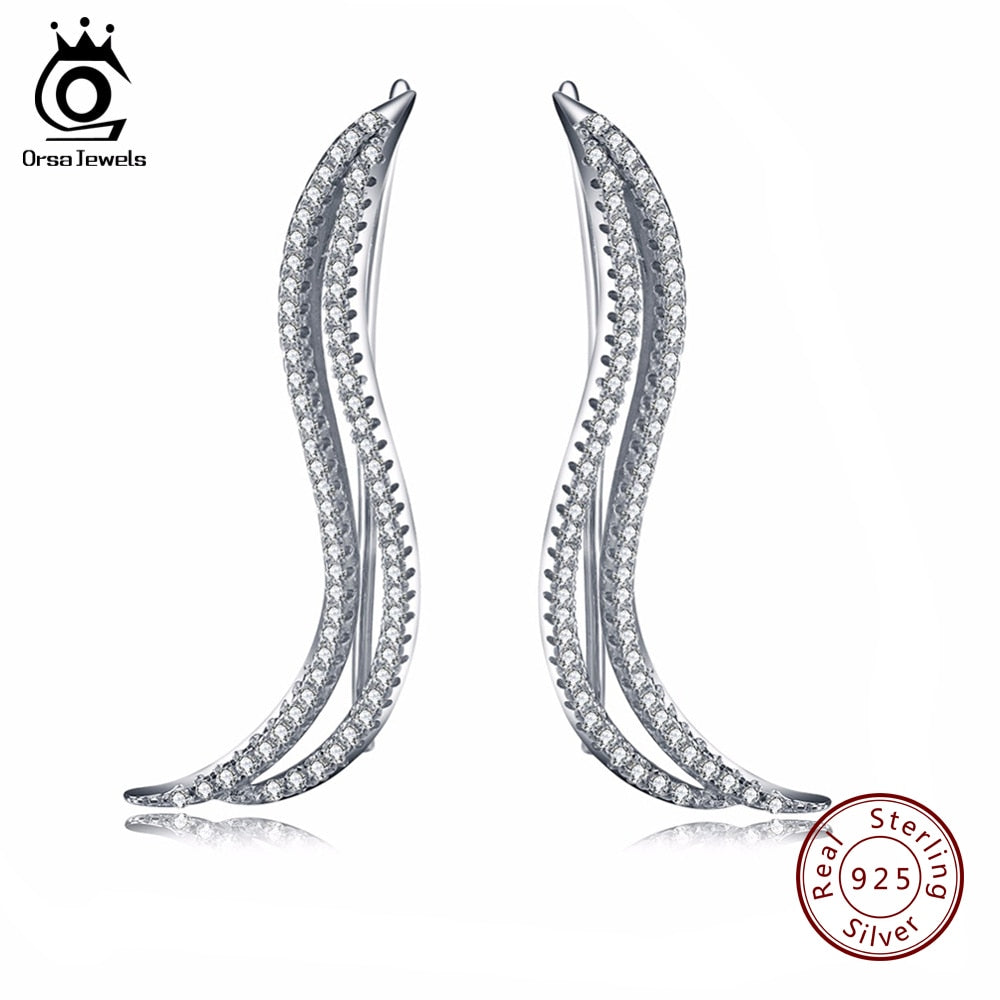 ORSA JEWELS  925 Sterling Silver Sutd Earrings Caterpillar Shape