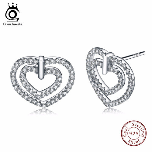 ORSA JEWELS 925 Sterling Silver Stud Earrings 104pcs  Austrian Cubic Zirconia