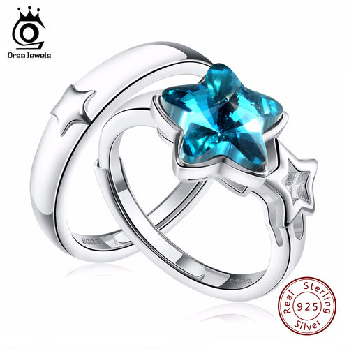 ORSA JEWELS Pure Silver 925 Rings Sets with 1.5ct Star