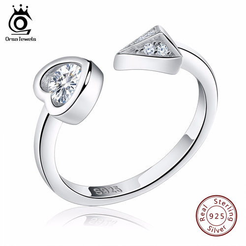 ORSA JEWELS 925 Sterling Silver Ring with Rhinestone Crystal