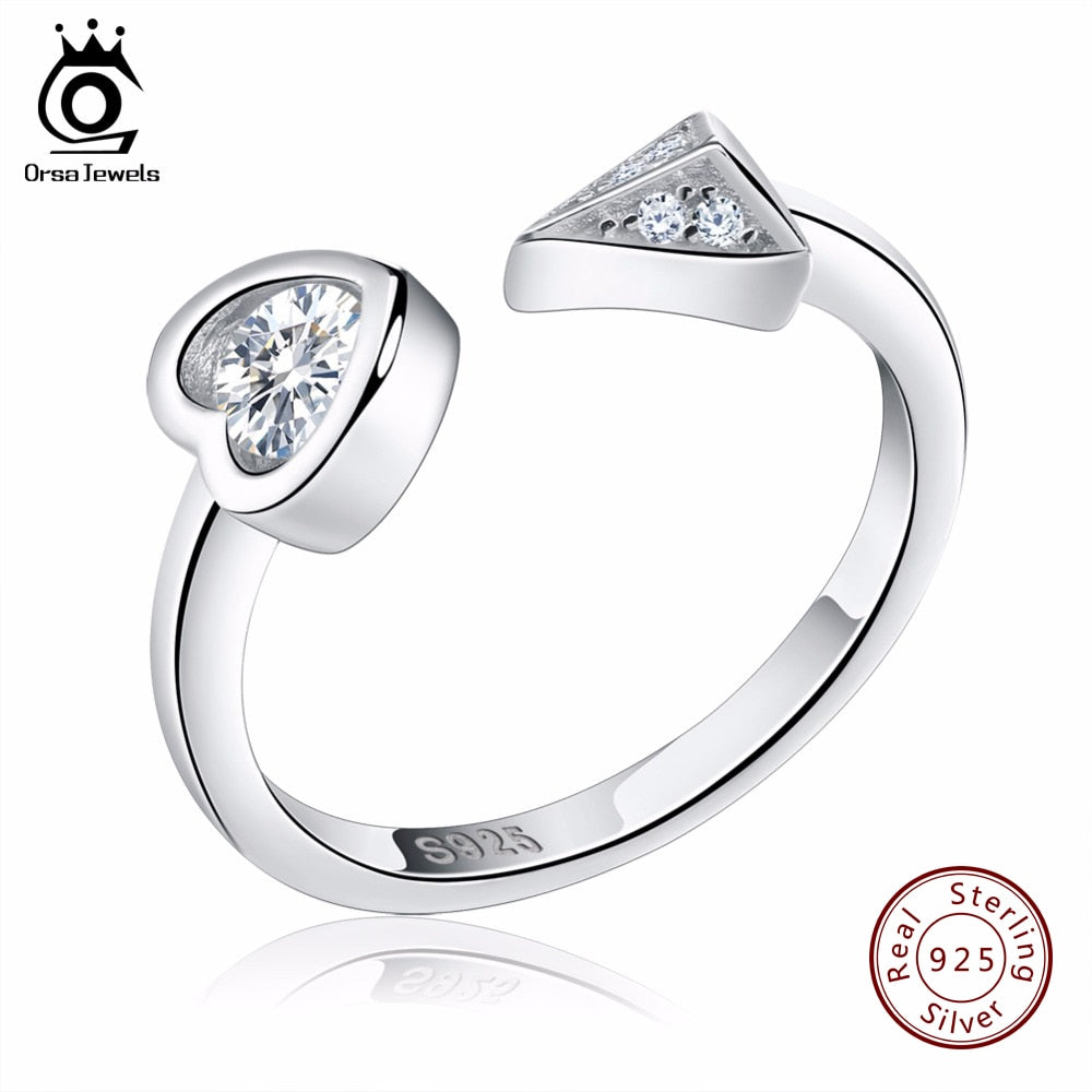 ORSA JEWELS 925 Sterling Silver Ring with Rhinestone Crystal