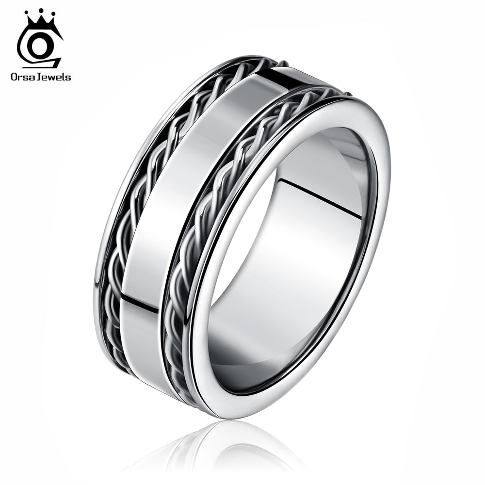 ORSA JEWELS 316 Stainless Steel  Rings Double Twist Chain