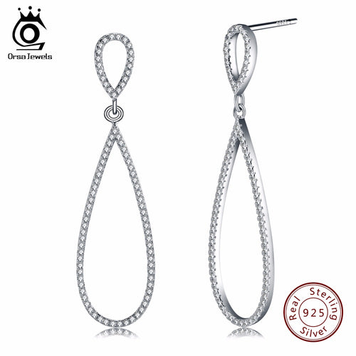 ORSA JEWELS  925 Sterling Silver  Stud Earrings Water Drop Shape