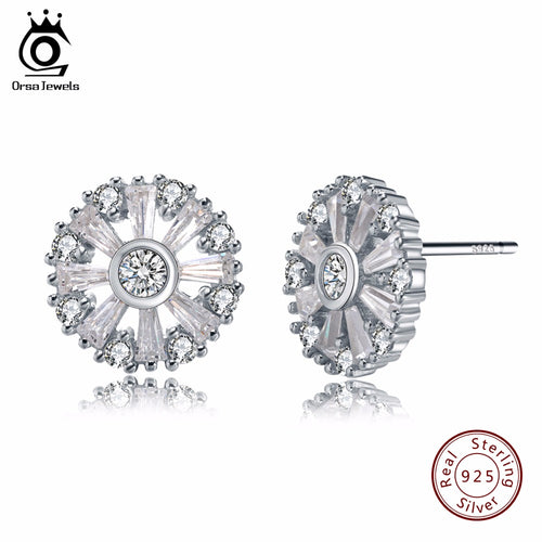 ORSA JEWELS 925 Sterling Silver Ferris Wheel Shape Hollow Stud Earrings