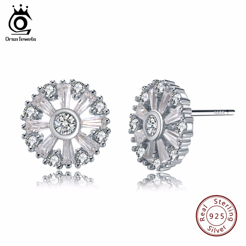 ORSA JEWELS 925 Sterling Silver Ferris Wheel Shape Hollow Stud Earrings