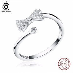 ORSA JEWELS 925 Silver Ring Crystal Bowtie