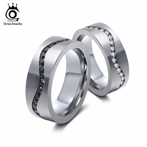 ORSA JEWELS 316 Stainless Steel Ring Cubic Zircon 7mm