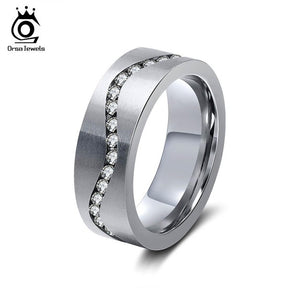 ORSA JEWELS 316 Stainless Steel Ring Cubic Zircon 7mm