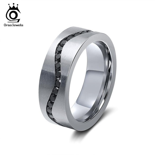 ORSA JEWELS 316 Stainless Steel Ring Cubic Zircon 7mm