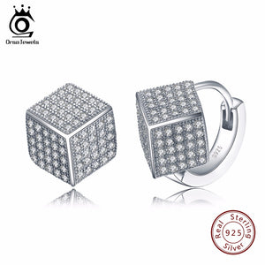 ORSA JEWELS  925 Sterling Silver Stud Earring with Square Shape