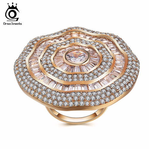 ORSA JEWELS Big Luxury Rings  AAA Cubic Zircon Gorgeous Design