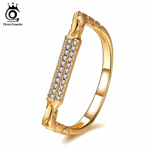 ORSA JEWELS  Ring AAA Cubic Zircon Letter D Shape Design