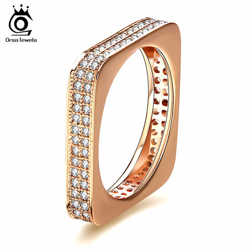 ORSA JEWELS  Ring  AAA Cubic Zircon Square Shape Design