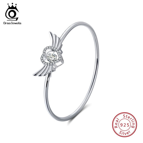 ORSA JEWELS 925 Sterling Silver Bracelets Angel's Heart Shape