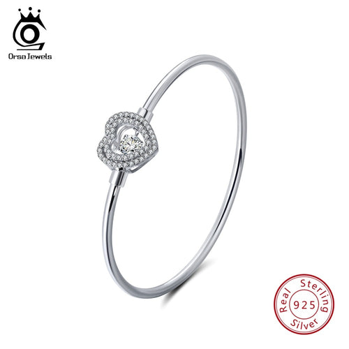ORSA JEWELS 925 Sterling Silver Bracelets Romantic Heart Shape