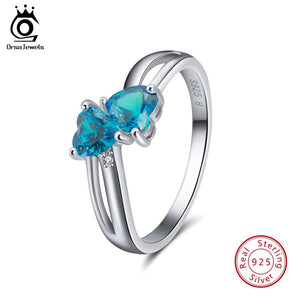 ORSA JEWELS 925 Sterling Silver Women Rings Romantic Double Heart Design