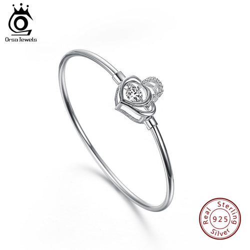 ORSA JEWELS 925 Sterling Silver Bracelet  Heart Shape