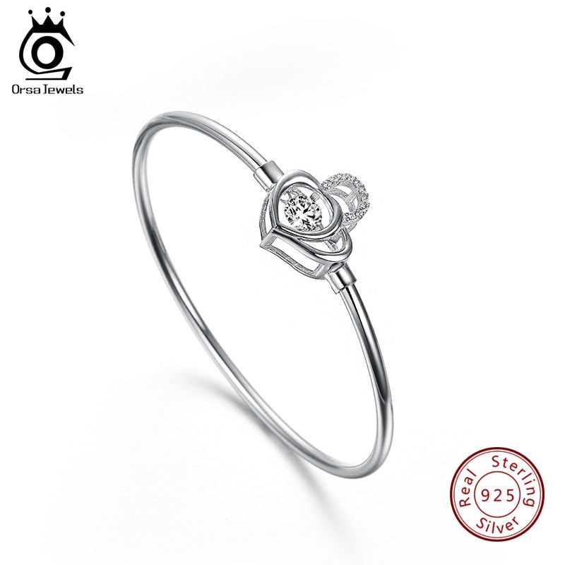 ORSA JEWELS 925 Sterling Silver Bracelet  Heart Shape