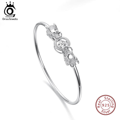 ORSA JEWELS 925 Sterling Silver Bracelet Unique Dragon Head Design