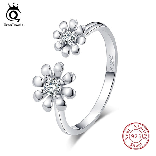 ORSA JEWELS 925 Sterling Silver Ring Flower Shape