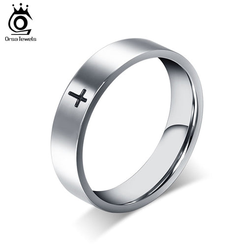 ORSA JEWELS 316 Stainless Steel Rings  Classic Cross Shape