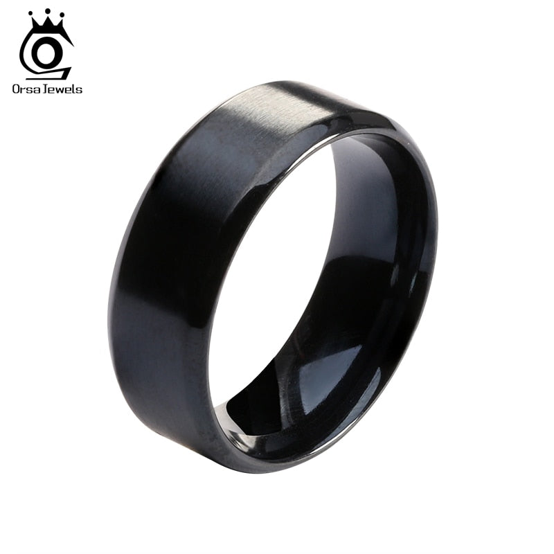 ORSA JEWELS 316 Stainless Steel Ring High Quality Black