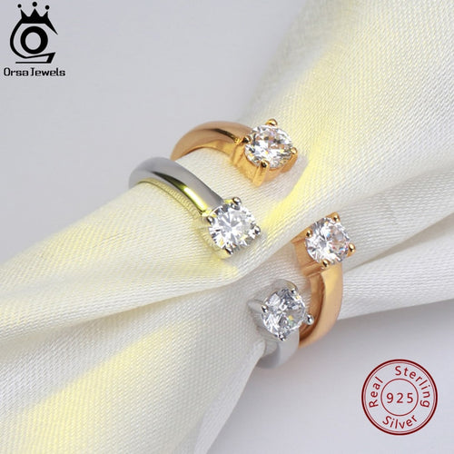 ORSA JEWELS 925 Sterling Silver Women Sterling Rings  Silver /Gold Color