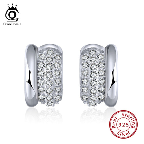 ORSA JEWELS  925 Sterling Silver Stud Earrings Small Circle