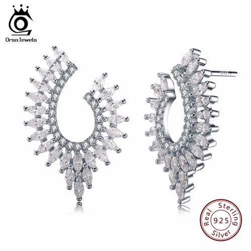 ORSA JEWELS   925 Sterling Silver Stud Earrings
