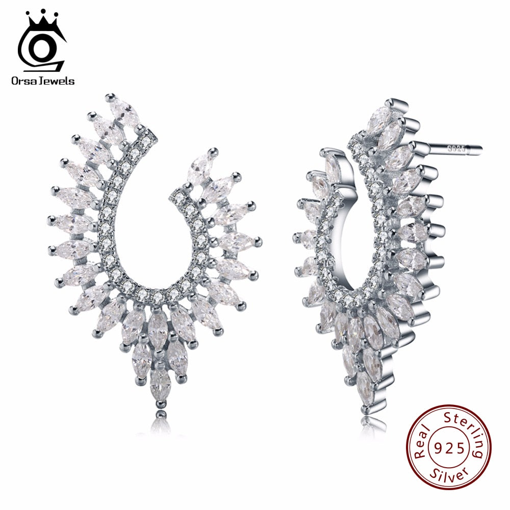 ORSA JEWELS   925 Sterling Silver Stud Earrings