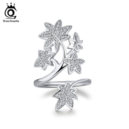 ORSA JEWELS Rings Origin Maple Pattern AAA Cubic Zircon