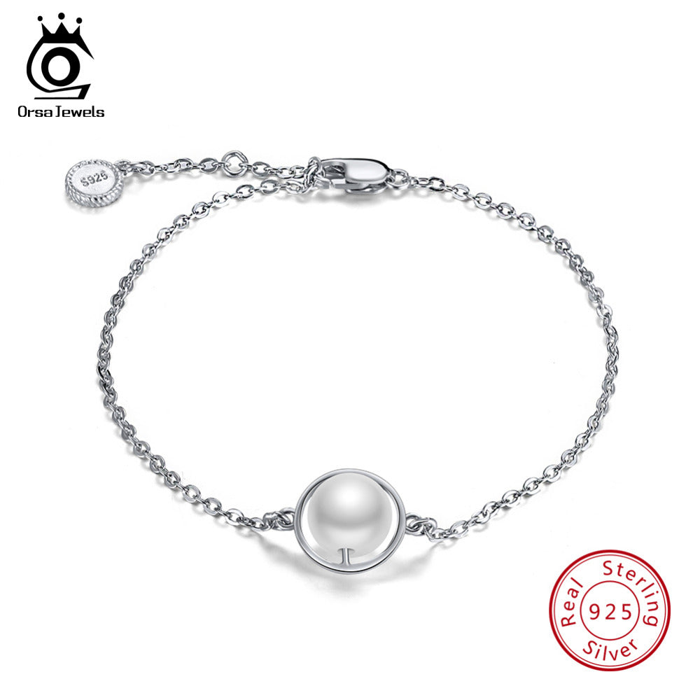ORSA JEWELS  925 Sterling Silver Bracelets Pearl