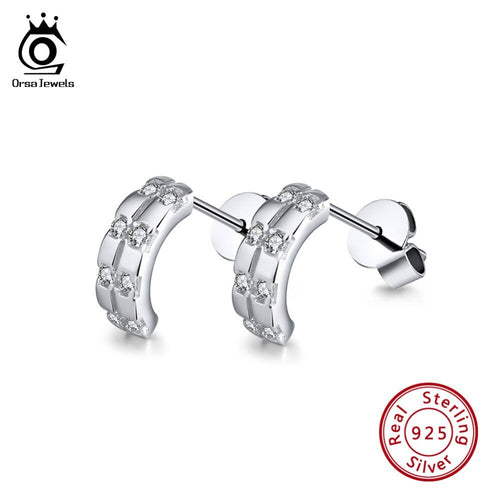 ORSA JEWELS  925 Sterling Silver  Stud Earrings Punk Style