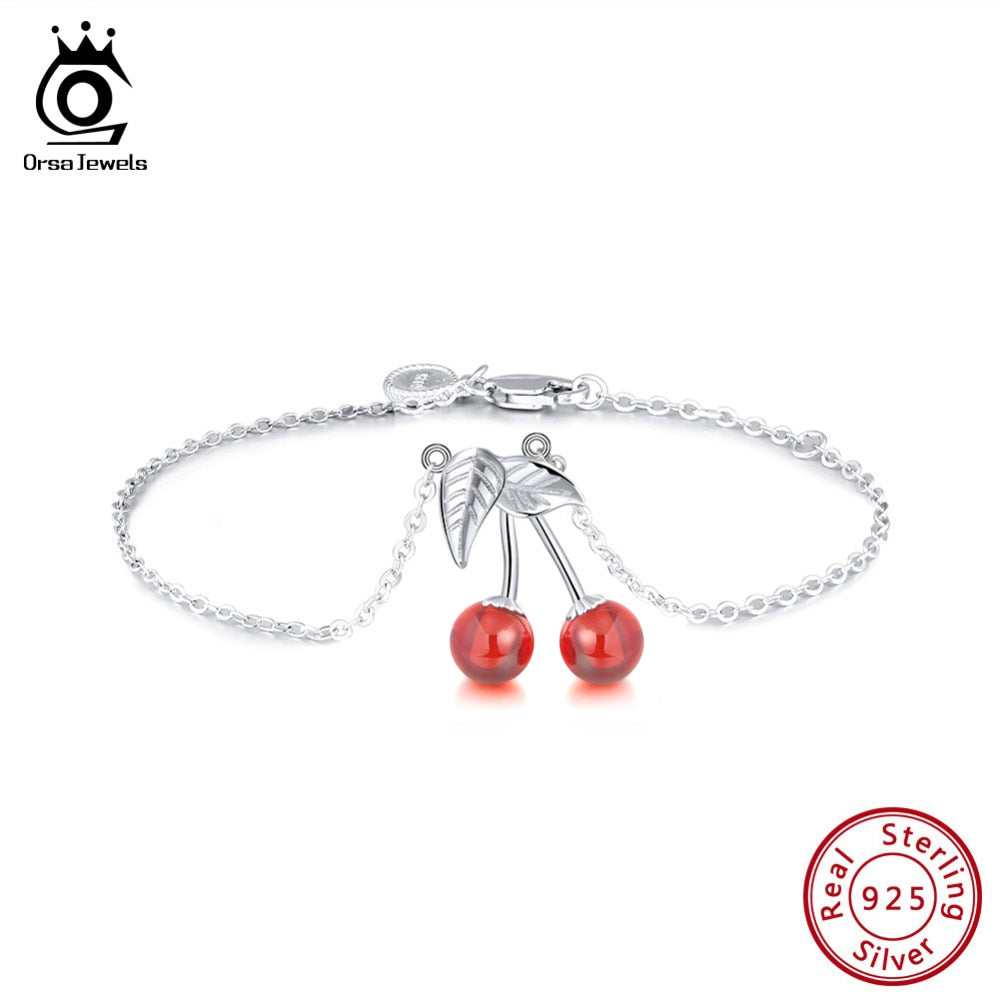 ORSA JEWELS 925 Sterling Silver Bracelets  Natural Red Stone