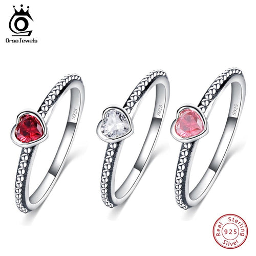 ORSA JEWELS 95 Sterling Silver  Ring Heart Shape