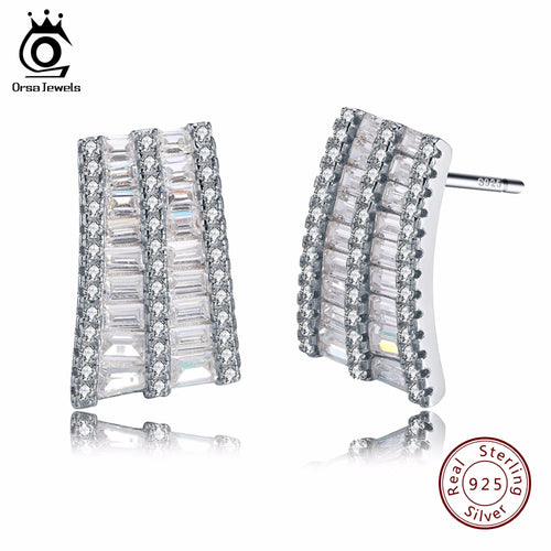 ORSA JEWELS  925 Sterling Silver  Stud Earring with 114 Pieces  Austrian Cubic