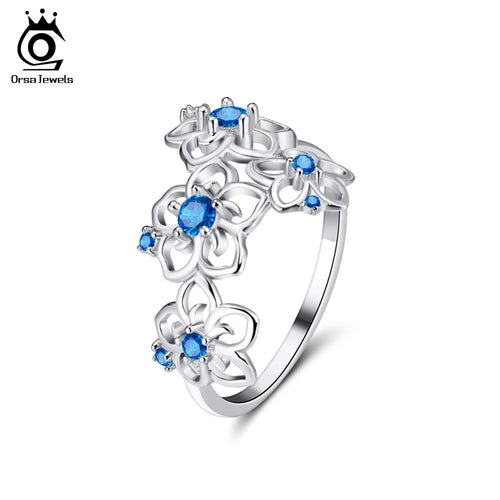 ORSA JEWELS 925 Real Sterling Silver Flower Ring