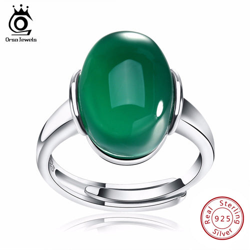 ORSA JEWELS 925 Sterling Silver Ring Big Green/Red Natural Stone
